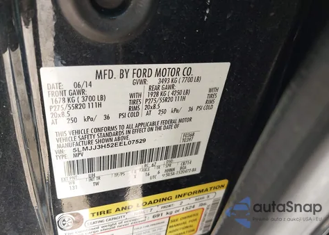 2014 Lincoln Navigator L from USA, damaged, VIN 5LMJJ3H52EEL07529